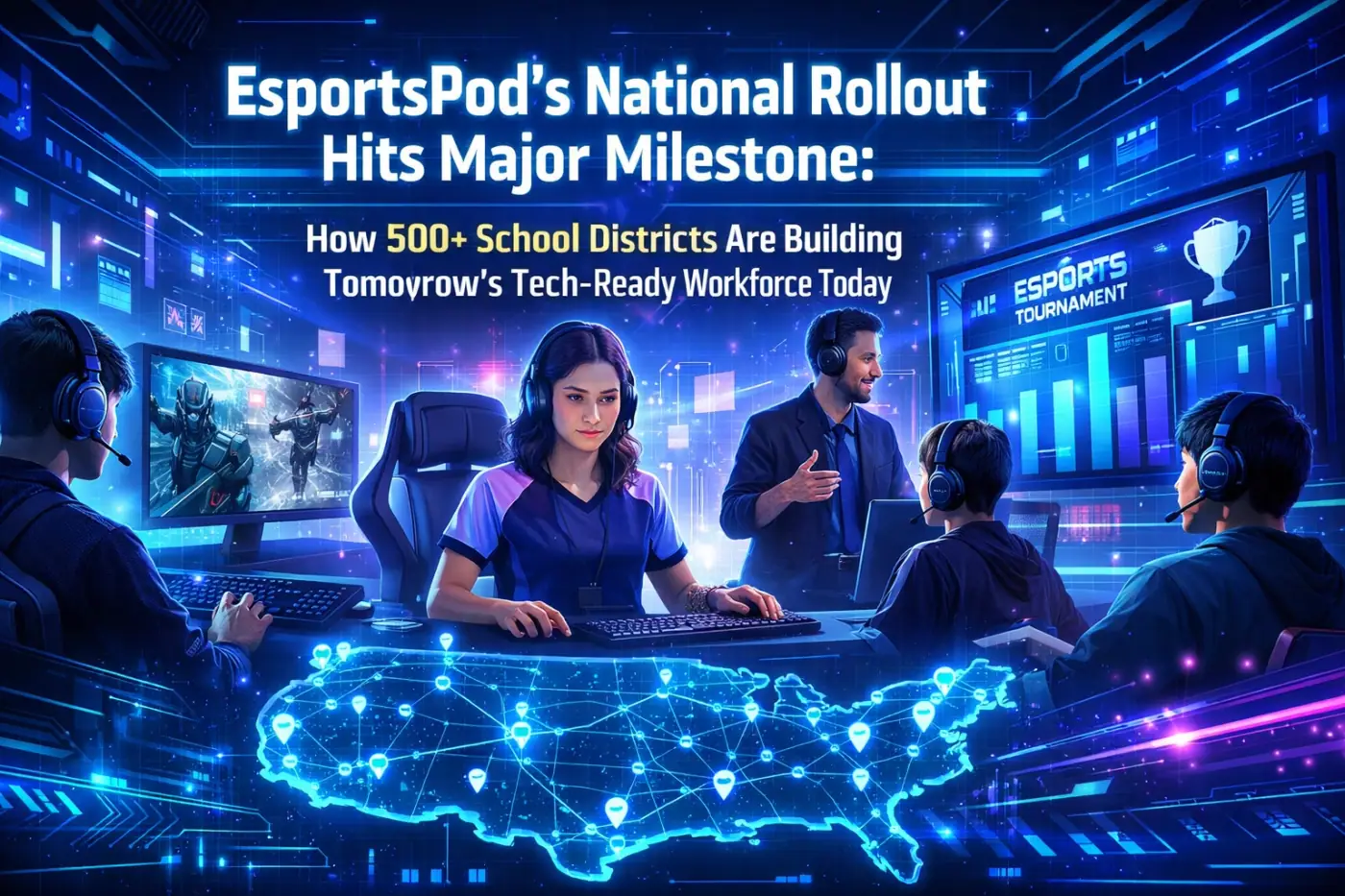 EsportsPod's National Rollout Hits Major Milestone: How 500+ School Districts Are Building Tomorrow's Tech-Ready Workforce Today